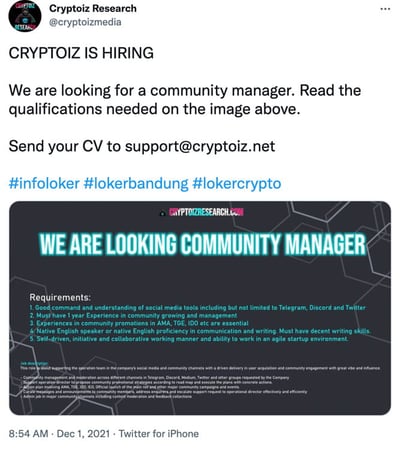 community manager job on twitter