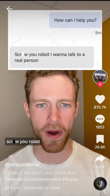 joinparallelio TikTok account is dedicated to reading rude and awkward social media chats between customers and customer service