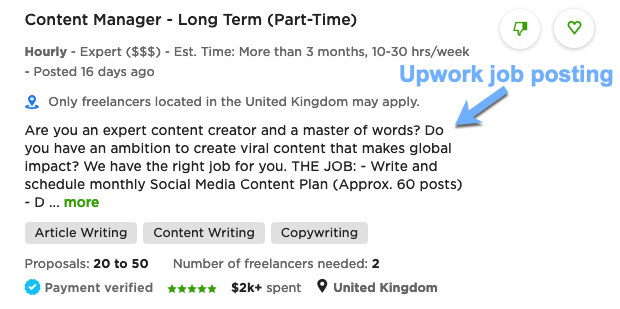 upwork job posting