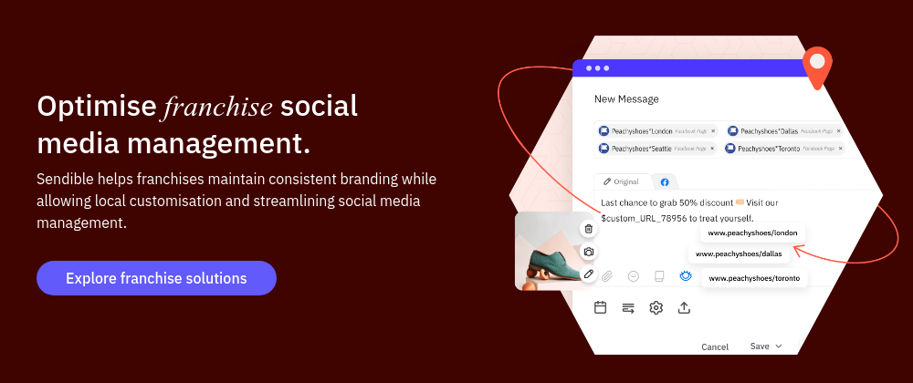 Optimise franchise social media management. Sendible helps franchises maintain consistent branding while allowing local customisation and streamlining social media management.  