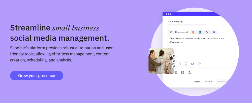 Streamline small business social media management. Sendible’s platform provides robust automation and user-friendly tools, allowing effortless management, content creation, scheduling, and analysis.  