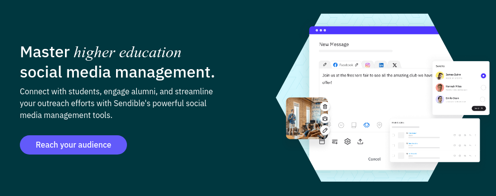 Master higher education social media management. Connect with students, engage alumni, and streamline your outreach efforts with Sendible's powerful social media management tools.  