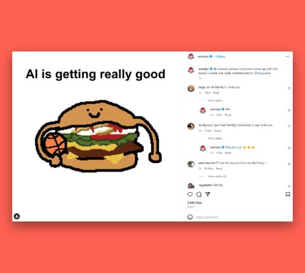 n example of Wendys' Instagram post with high engagement