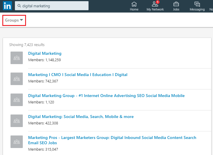 Find LinkedIn groups