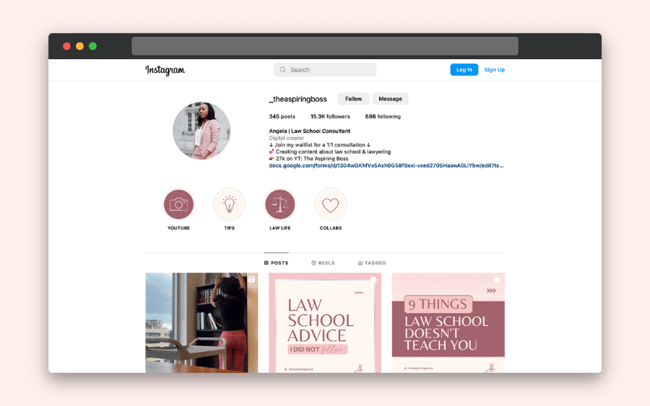 example of a lawyer micro-influencer on Instagram